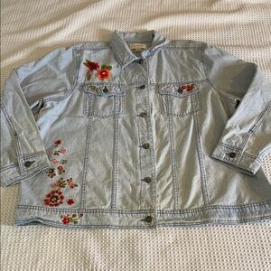 Embroidered Denim chore engineer stripe Jacket size 2X CJ Banks